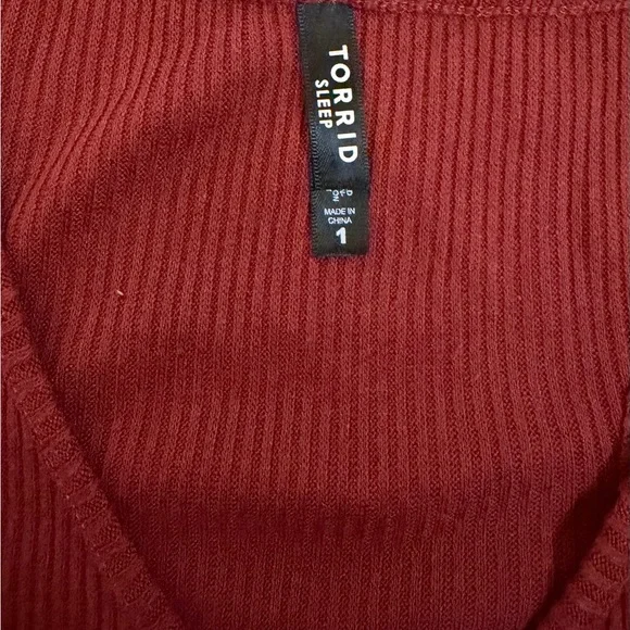 Button front Hoodie Red Ribbed Knit Soft Lounge Satin Ties with matching tank - Picture 5 of 7